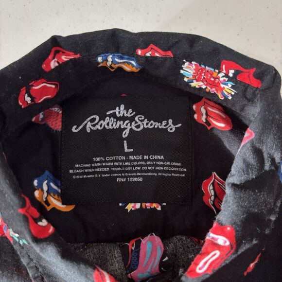 The Rolling Stones 2018  Button Up Shirt Multi Tongue Logo All Over Men’s L - Picture 7 of 9